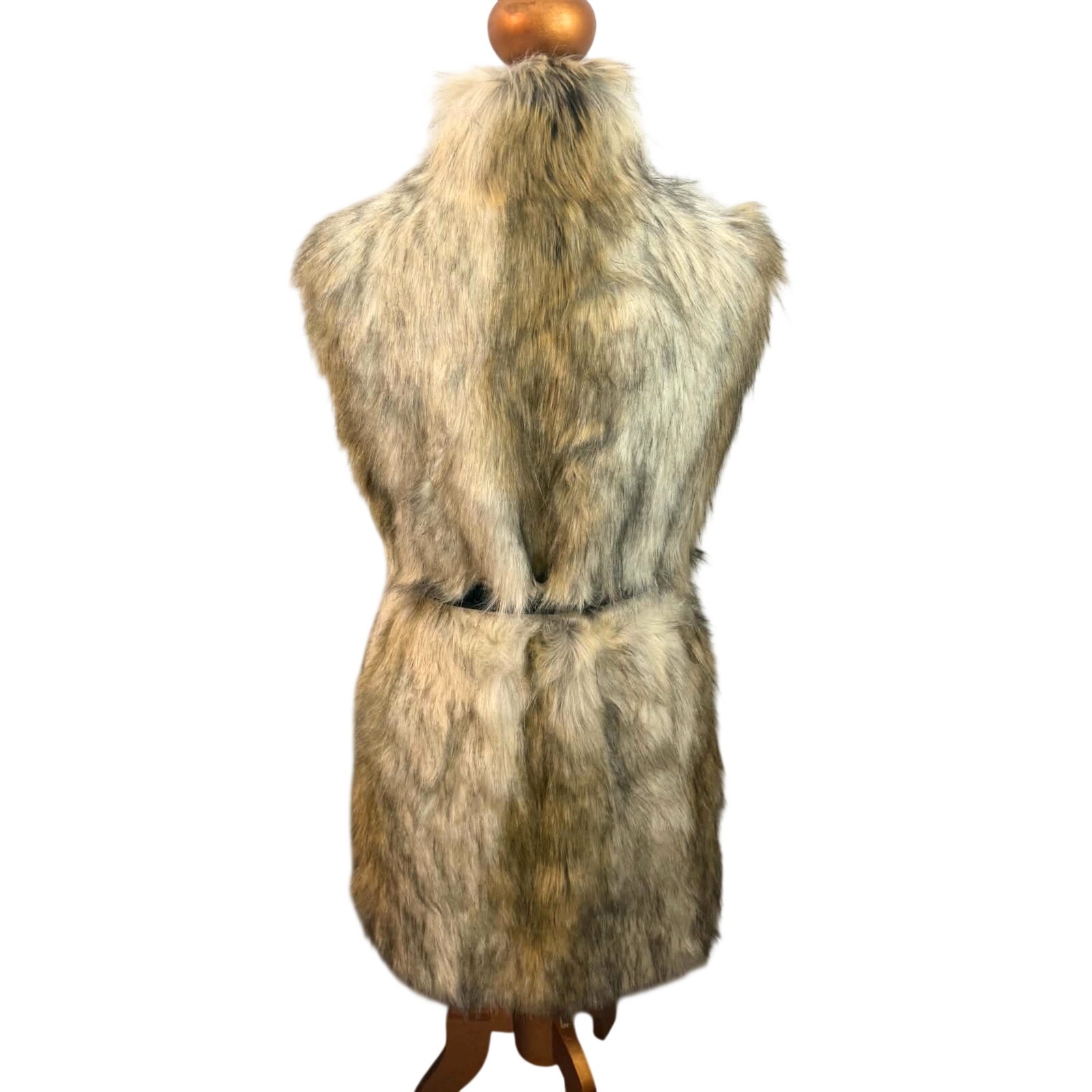 Donna Salyers Fabulous Furs Long Faux Fur Vest Size L Luxe Statement Layer Euc — image 5 of 6